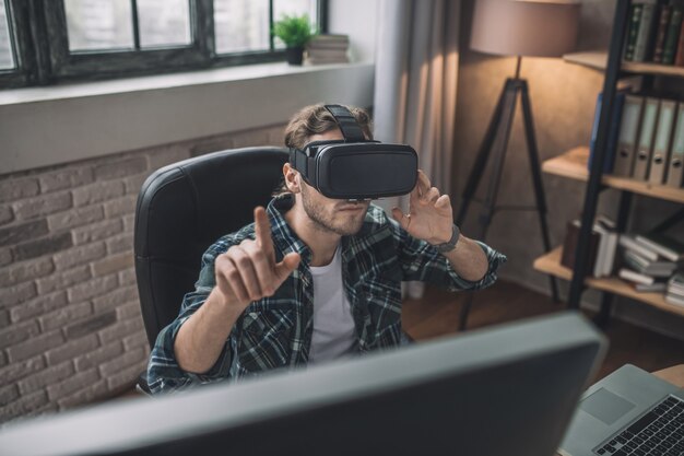 Man feeling impressed by novel VR technologies