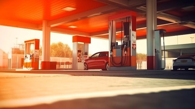 A man filling fuel tank of his car with diesel fuel at the petrol station close up as cost of fuel