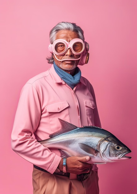 Man and Fish Created with Artificial Intelligence