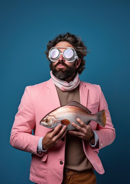 Man and fish created with artificial intelligence