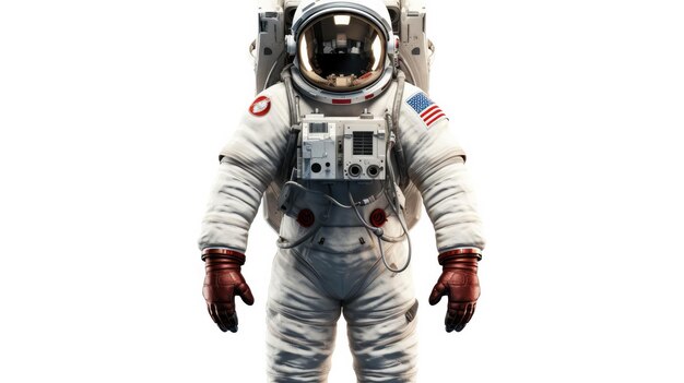 Man Floating in Air in Orange Space Suit