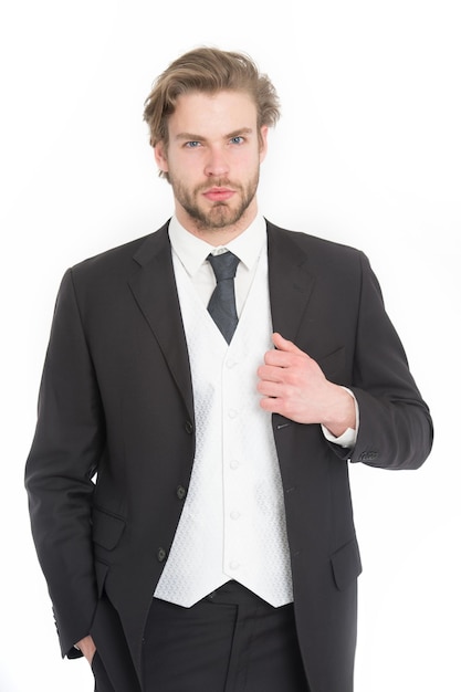 Man in formal outfit isolated on white