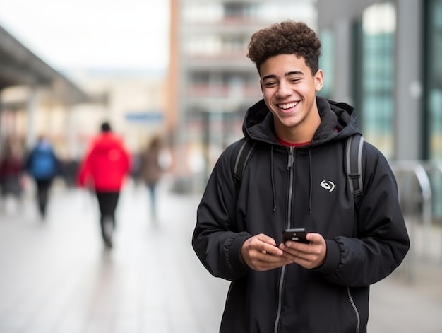 man from Colombia using smartphone for online communication