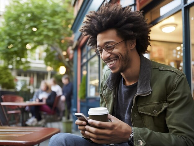 man from Colombia using smartphone for online communication