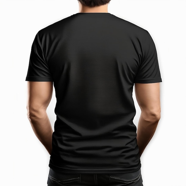 Man from behind wearing black tshirt mockup