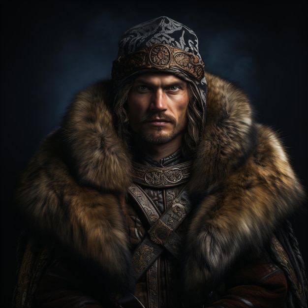 a man in a fur coat and a hat