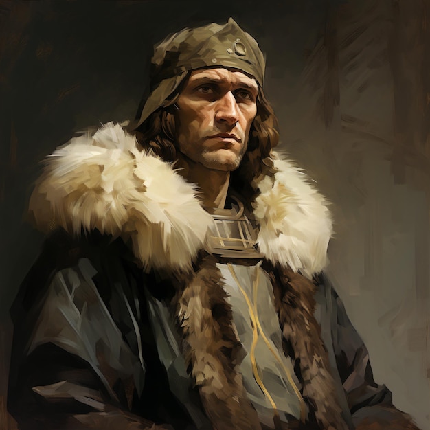 a man in a fur coat and a hat