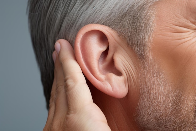 Man gehoorprobleem close-up geluid Audio mensen genereren Ai