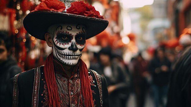 man gekleed voor dia de los muertos fotografie