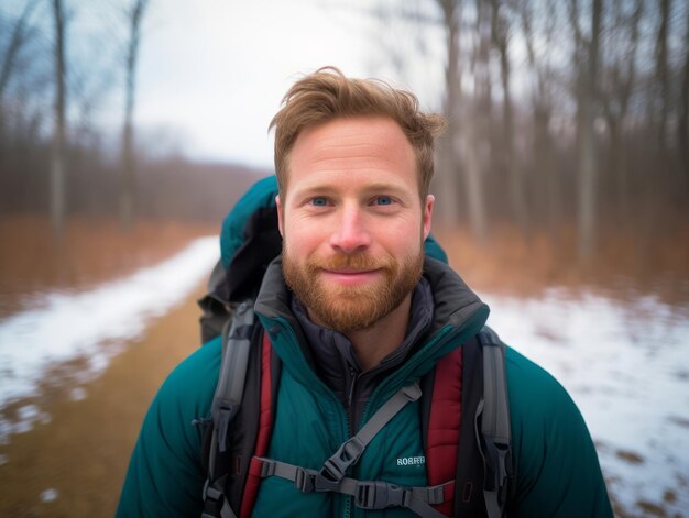 man geniet van een ontspannen wandeling op een winterdag