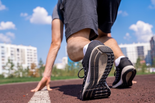 Man getting ready to run