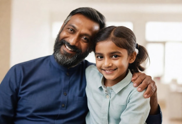 a man and a girl pose for a picture with the words quot dad quot on the back