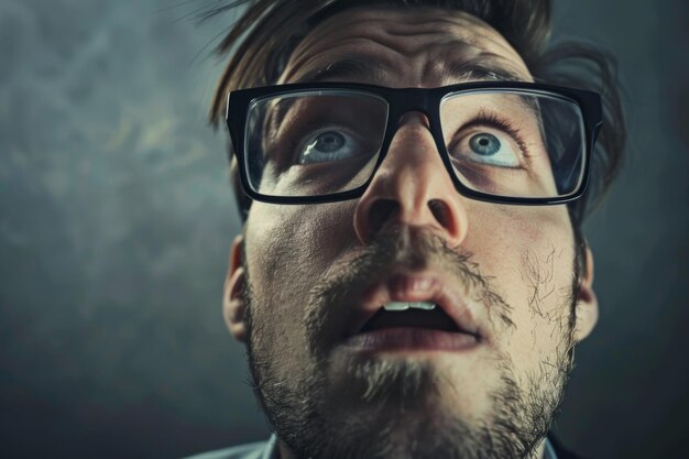 Man in Glasses Making Face With Wide Open Eyes