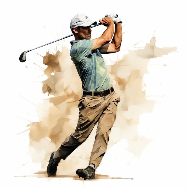 Photo man golf player flat design vector illustration