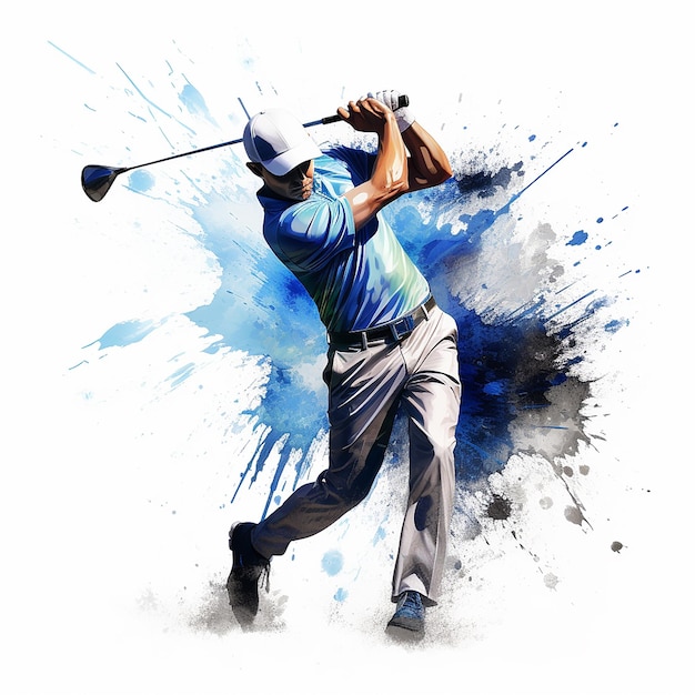 Man golf player flat design vector illustration