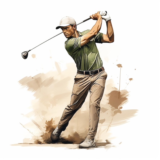 Man golfspeler plat ontwerp vector illustratie