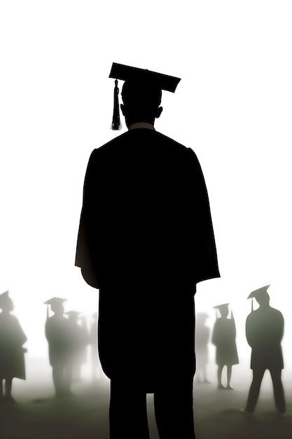 Photo a man in a graduation cap stands in a crowd.