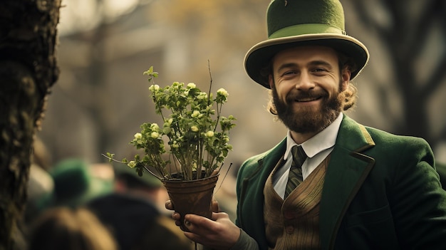 Man in Green Hat and Jacket St Patricks Day