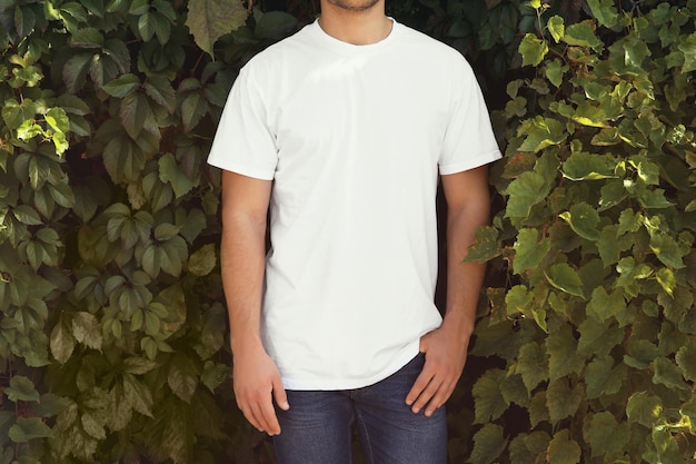 man on green leaves background