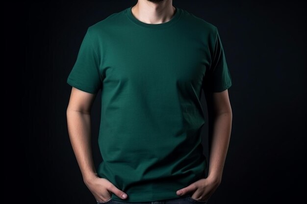 Photo a man in a green shirt on a black background