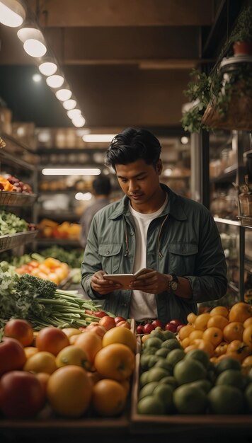 Man at grocery store generated by ai