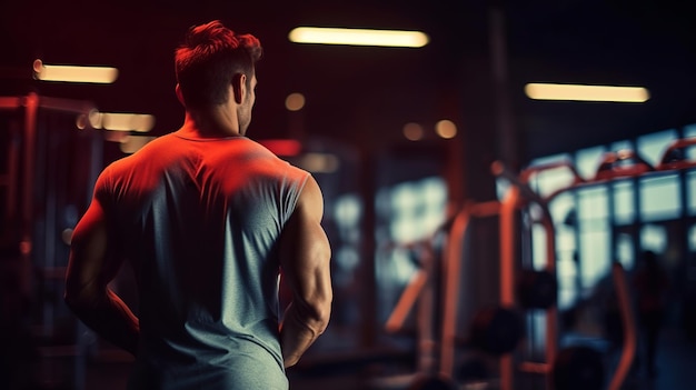 A man in a gym looking at a weight machine