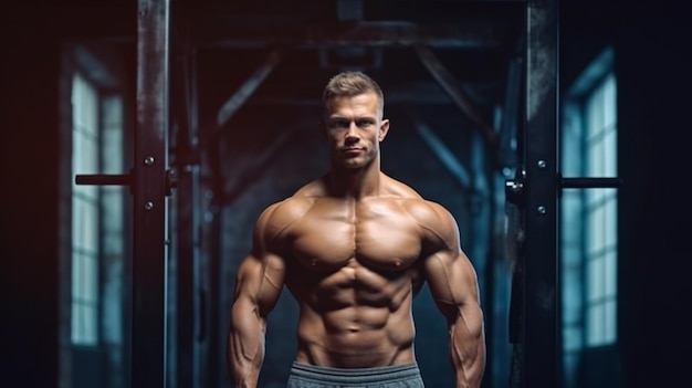 A man in a gym stands in front of a barbell