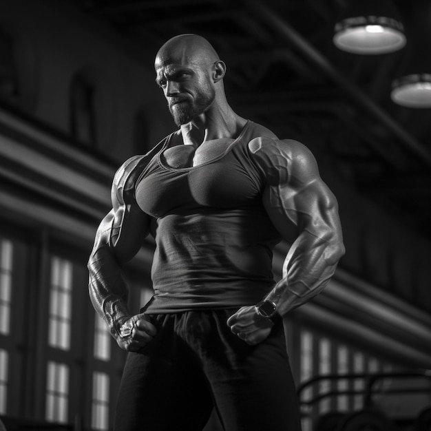 A man in a gym with a shirt that says'bodybuilding'on it