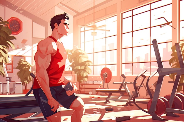 Photo a man in gym