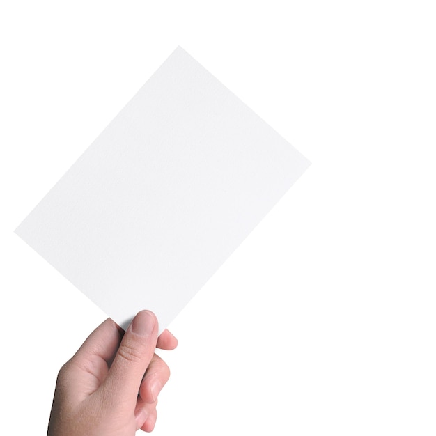 Man hand holding a invitation card isolated