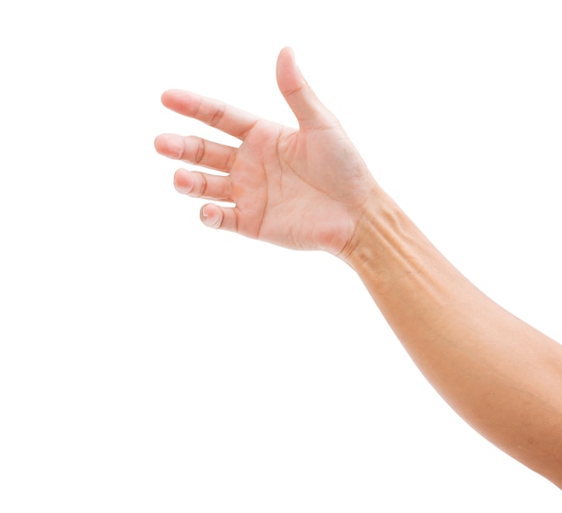 Man hand isolated on white background.