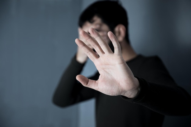 Man hand stop sign