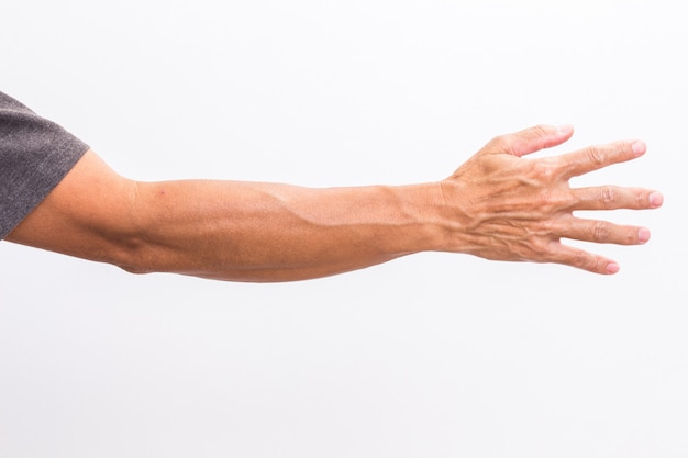 Man hand on white background