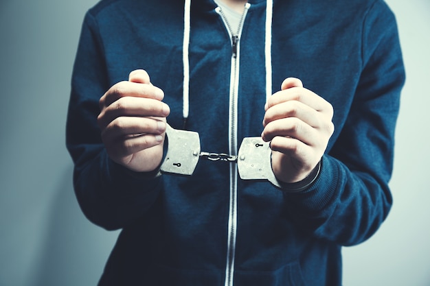 Man hands with handcuffs