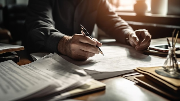 Man hands with insurance documents