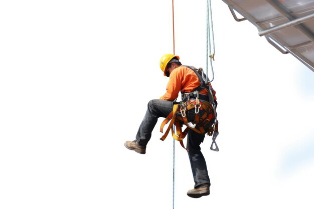 Photo man hanging on a rope suitable for adventure concept