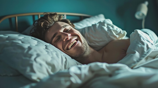 a man Happy to Sleep