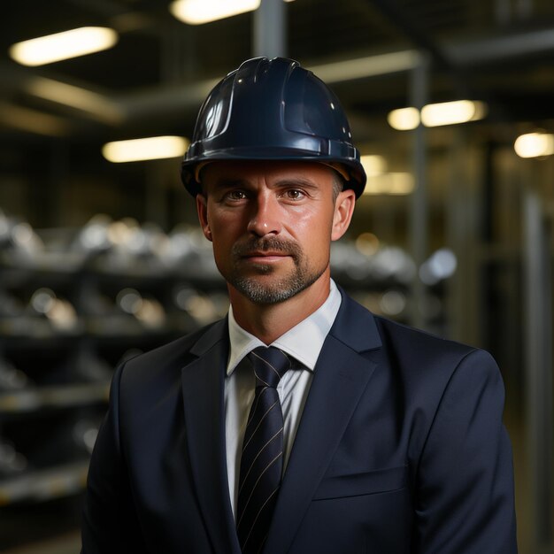 Man in Hard Hat and Suit