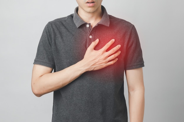 Man has chest pain suffering by heart disease