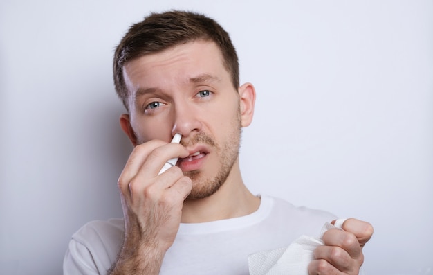 Man has a runny nose