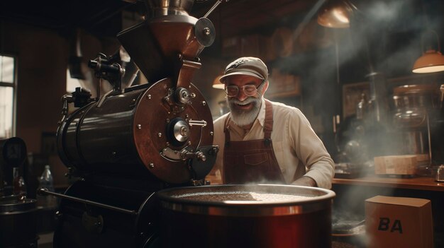 a man in a hat is cooking a pot of boiling water