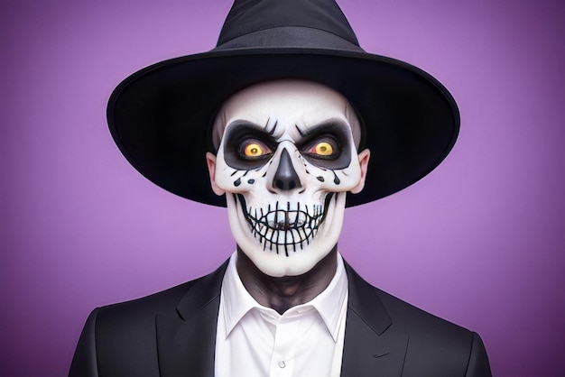 A man in a hat and a skull wearing a hat