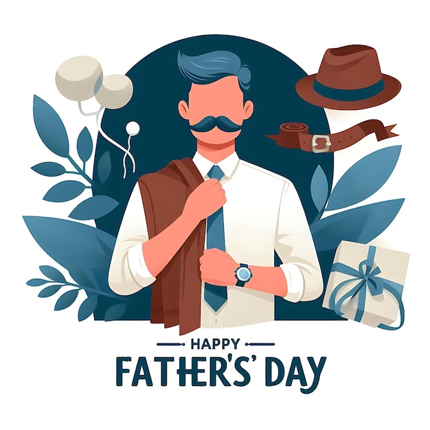 Человек в шляпе и солнцезащитных очках держит открытку на День отца