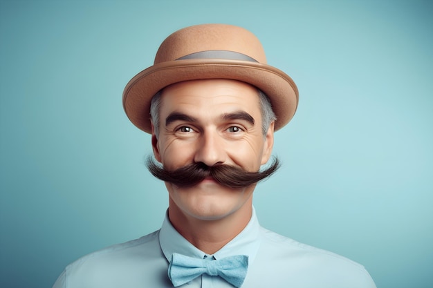 man in a hat with a lush mustache