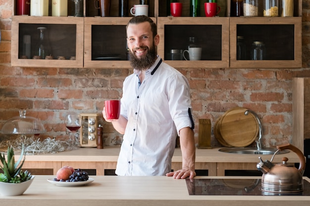 Man having coffee in the morning