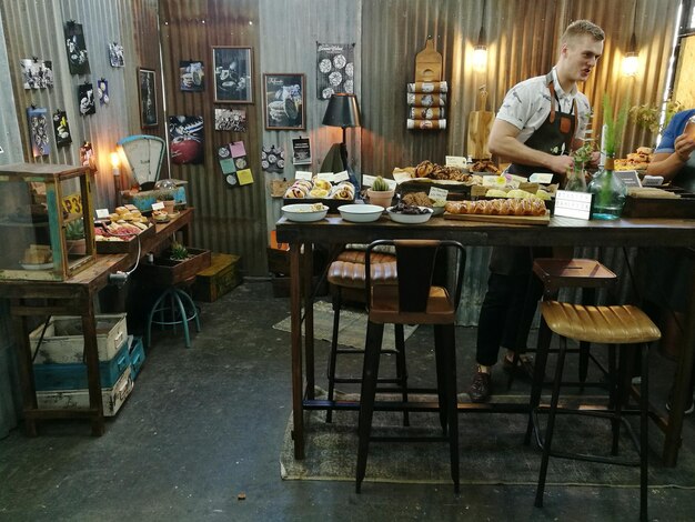 Man having food on table