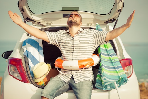 Man having fun on summer vacation