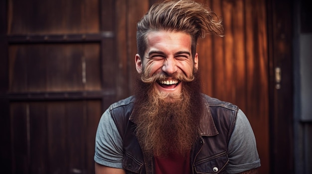 Photo man having fun with long beard