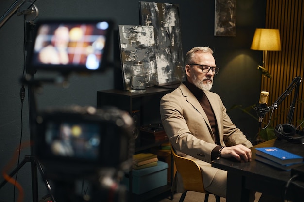 Man Having Podcast In Studio