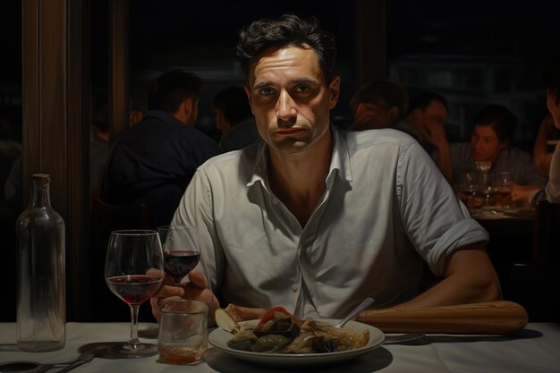 Photo man he passionately debated politics with his friends over dinner